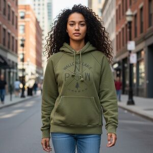 Camp Life Wallow Lake PNW Olive Green Hooded Sweatshirt
